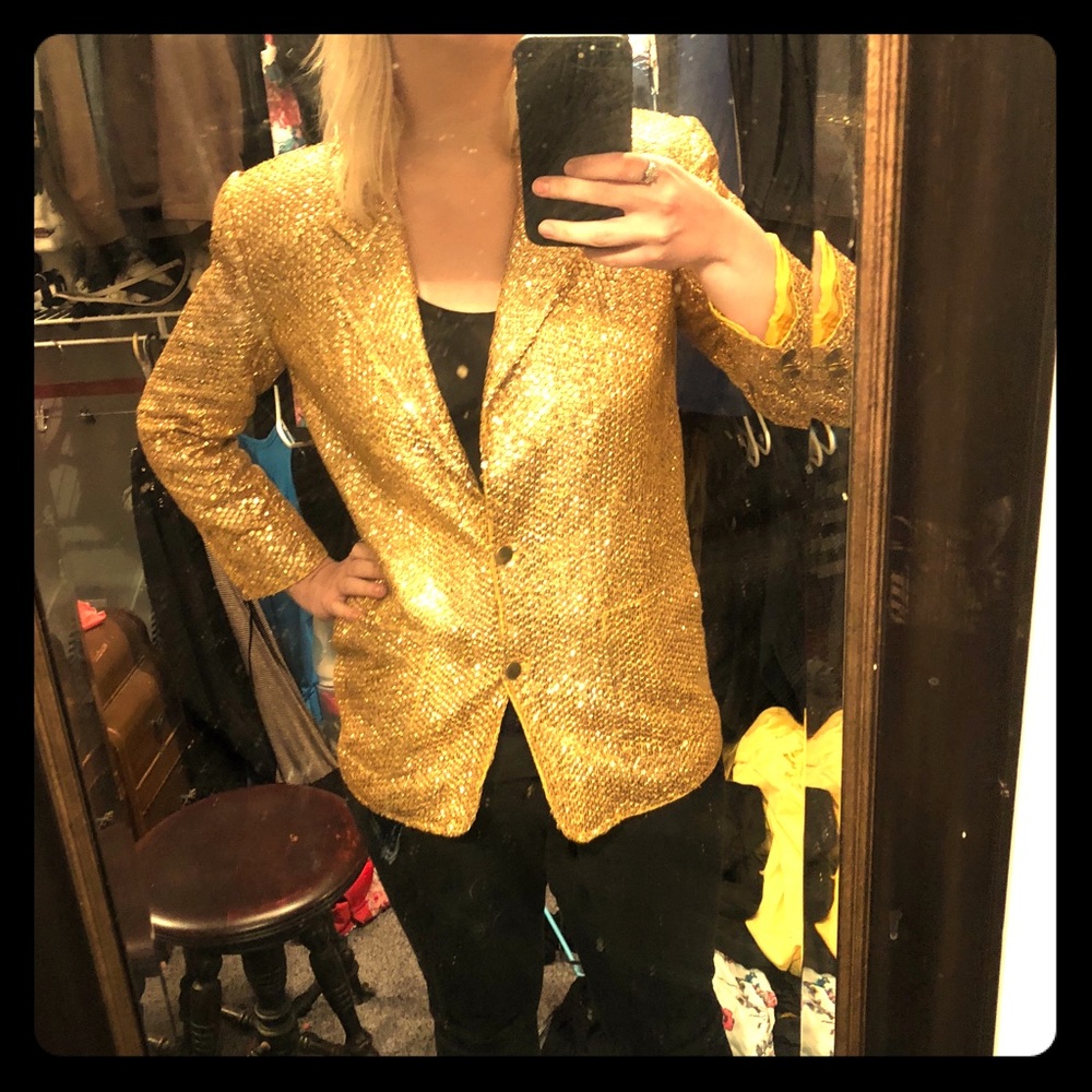 Retro Gold Sequin Blazer